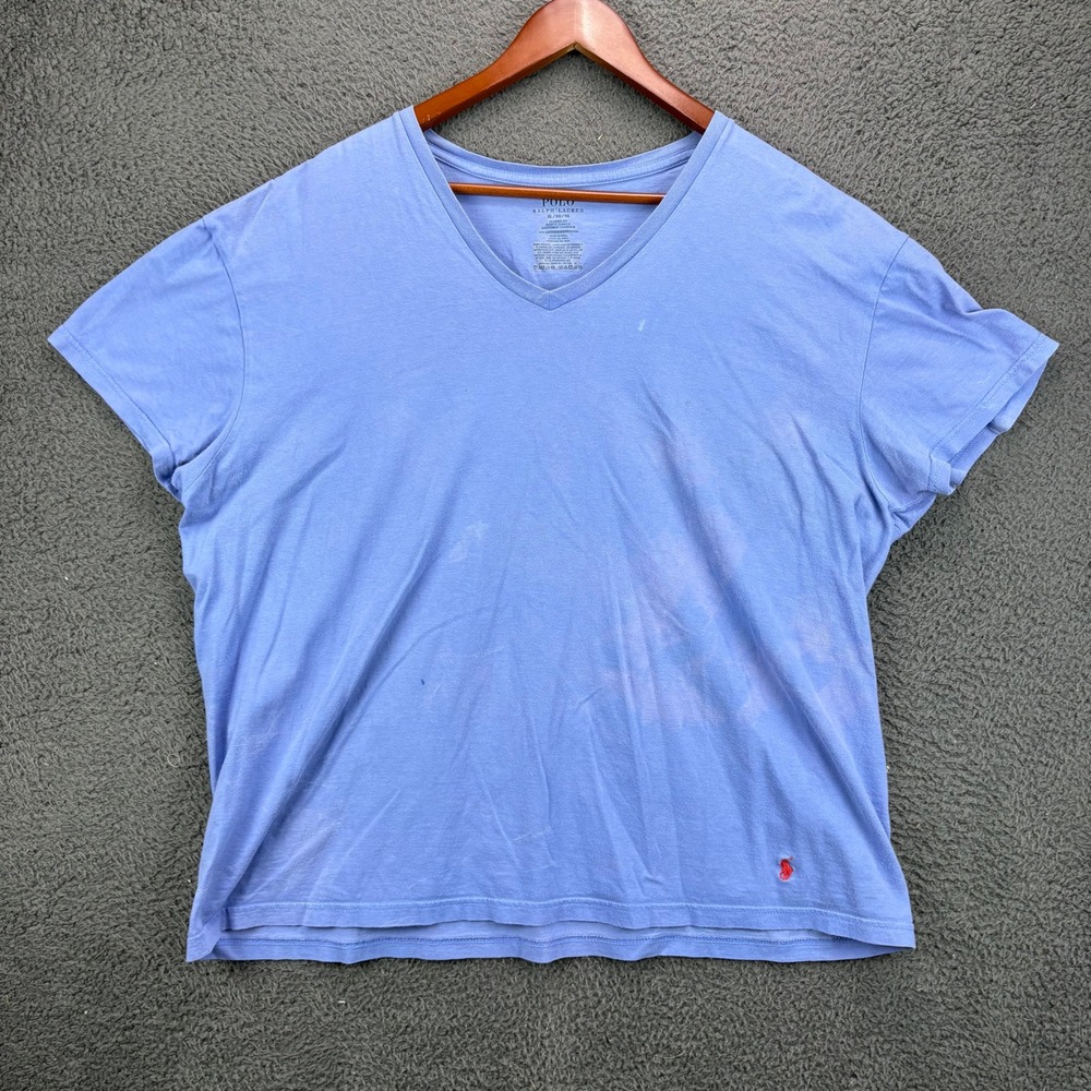 Polo Ralph‎ Lauren Mens XL Blue V-Neck T-Shirt Classic Fit Cotton Short Sleeve
